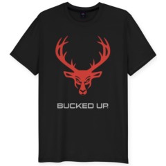 BUCKED UP, Спортивная мужская футболка хлопок, черно-красная, размер M